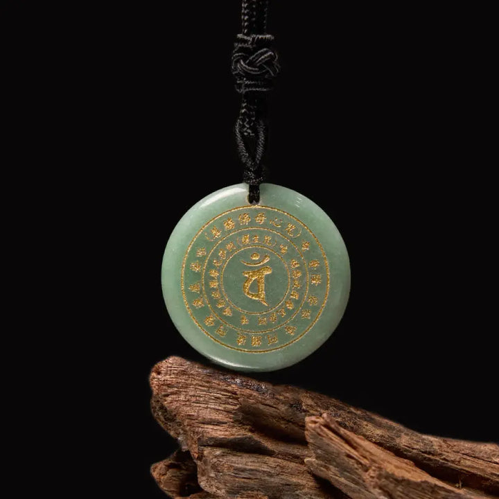 Buddha Stones Vairocana Tathagata Sanskrit Mantra Various Crystal Black Obsidian Green Aventurine Strength Necklace