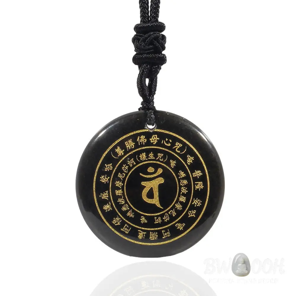 Buddha Stones Vairocana Tathagata Sanskrit Mantra Various Crystal Black Obsidian Green Aventurine Strength Necklace
