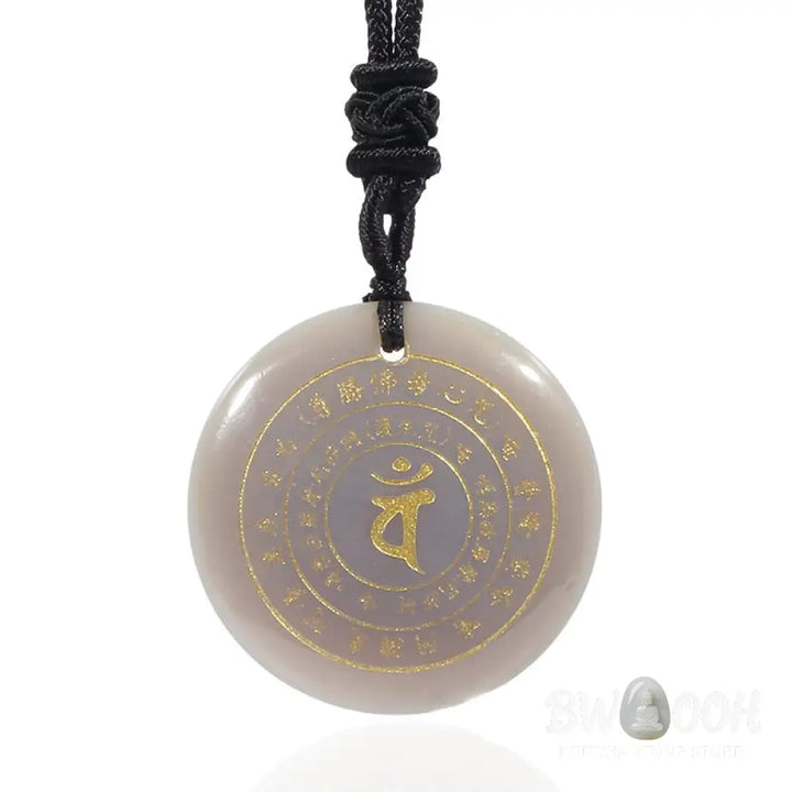 Buddha Stones Vairocana Tathagata Sanskrit Mantra Various Crystal Black Obsidian Green Aventurine Strength Necklace