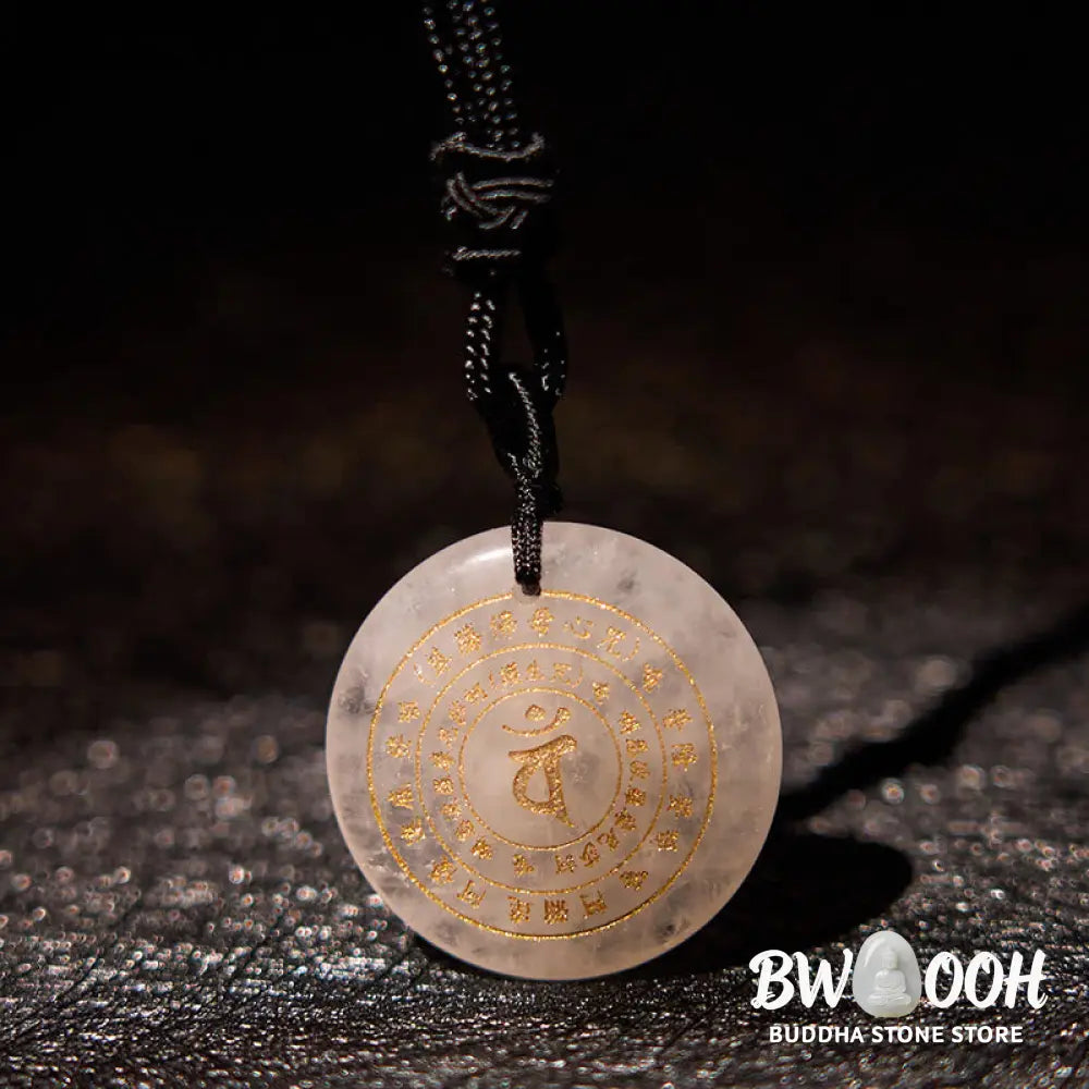 Buddha Stones Vairocana Tathagata Sanskrit Mantra Various Crystal Black Obsidian Green Aventurine Strength Necklace