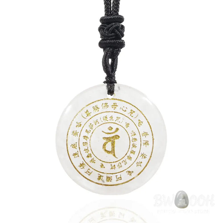 Buddha Stones Vairocana Tathagata Sanskrit Mantra Various Crystal Black Obsidian Green Aventurine Strength Necklace