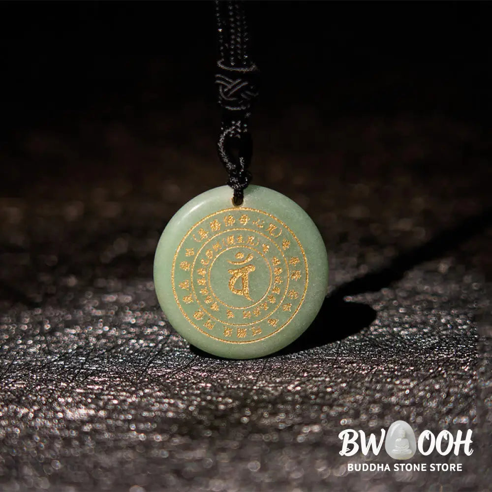 Buddha Stones Vairocana Tathagata Sanskrit Mantra Various Crystal Black Obsidian Green Aventurine Strength Necklace