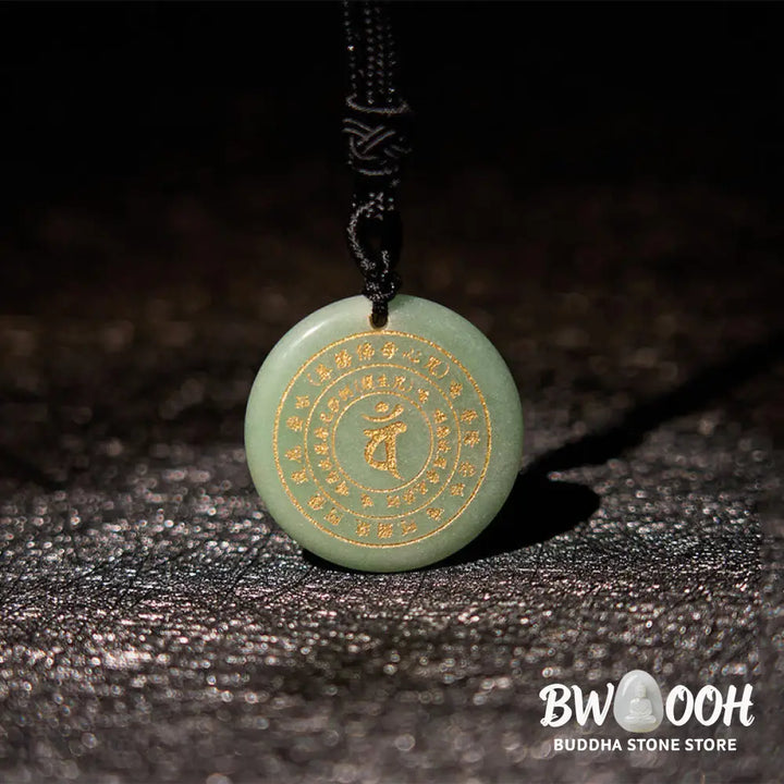Buddha Stones Vairocana Tathagata Sanskrit Mantra Various Crystal Black Obsidian Green Aventurine Strength Necklace