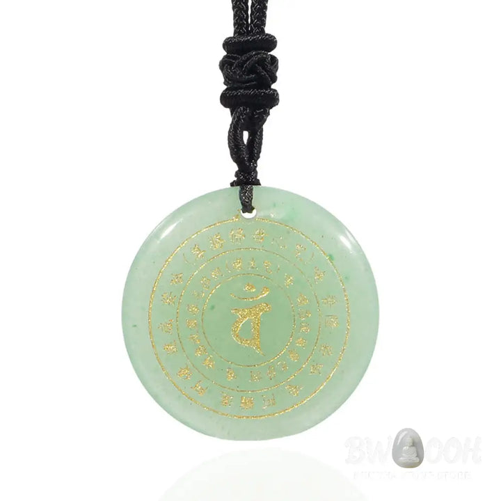 Buddha Stones Vairocana Tathagata Sanskrit Mantra Various Crystal Black Obsidian Green Aventurine Strength Necklace