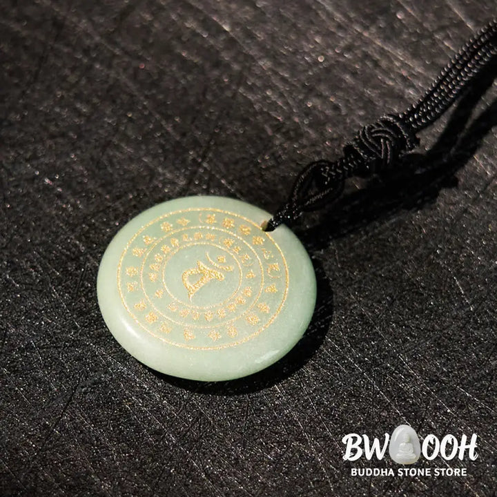 Buddha Stones Vairocana Tathagata Sanskrit Mantra Various Crystal Black Obsidian Green Aventurine Strength Necklace