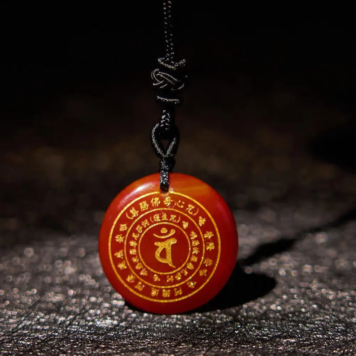 Buddha Stones Vairocana Tathagata Sanskrit Mantra Various Crystal Black Obsidian Green Aventurine Strength Necklace