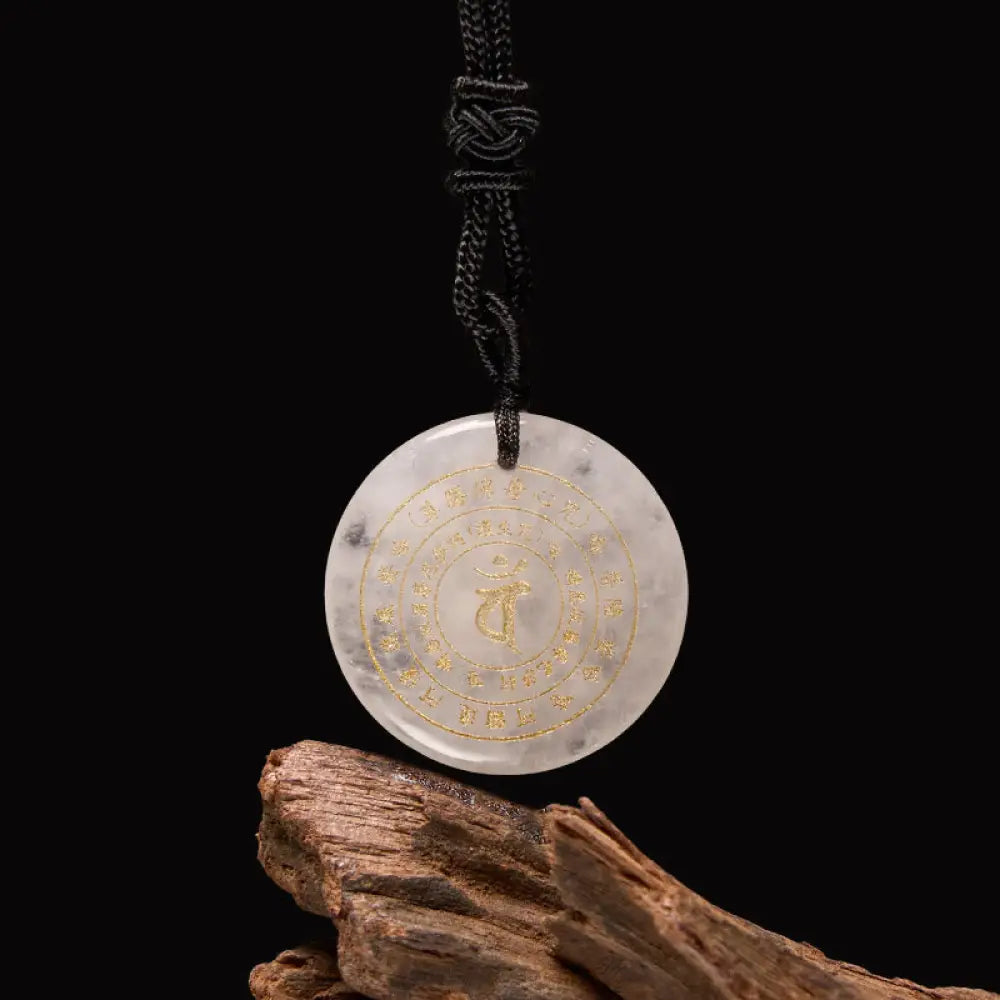 Buddha Stones Vairocana Tathagata Sanskrit Mantra Various Crystal Black Obsidian Green Aventurine Strength Necklace