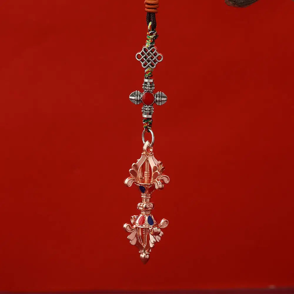 Buddha Stones Vajra Enlightenment Rope Key Chain - Rose Gold - Necklaces &amp; Pendants
