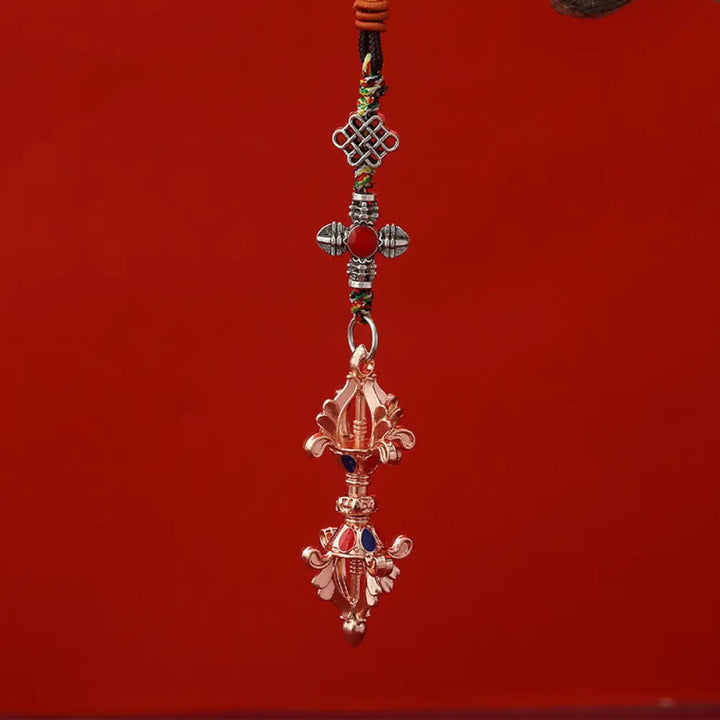 Buddha Stones Vajra Enlightenment Rope Key Chain - Rose Gold - Necklaces &amp; Pendants