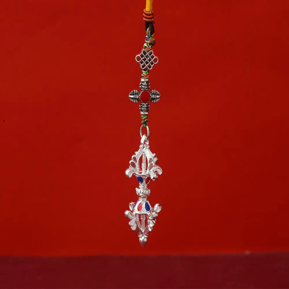Buddha Stones Vajra Enlightenment Rope Key Chain - Silver - Necklaces &amp; Pendants