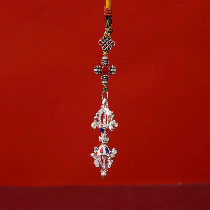 Buddha Stones Vajra Enlightenment Rope Key Chain - Silver - Necklaces &amp; Pendants