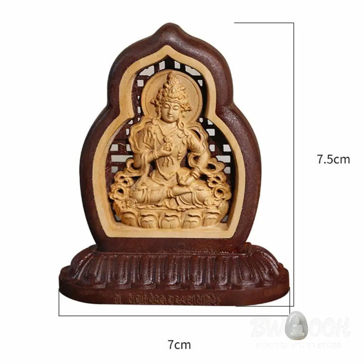 BWOOOH Vajrasattva Buddha Wood Engraved Compassion Statue Figurine Decoration - 7*7.5cm - Decorations