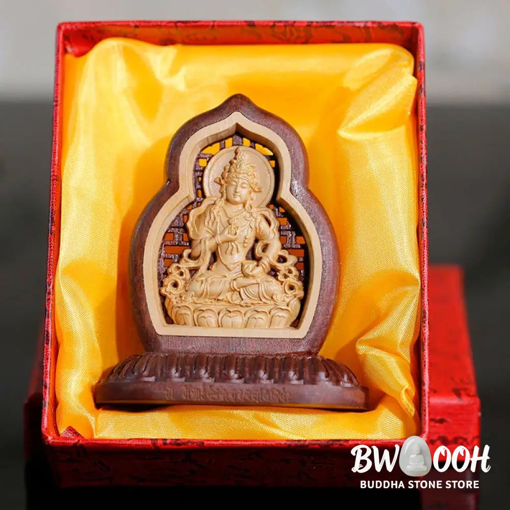 BWOOOH Vajrasattva Buddha Wood Engraved Compassion Statue Figurine Decoration - 7*7.5cm - Decorations