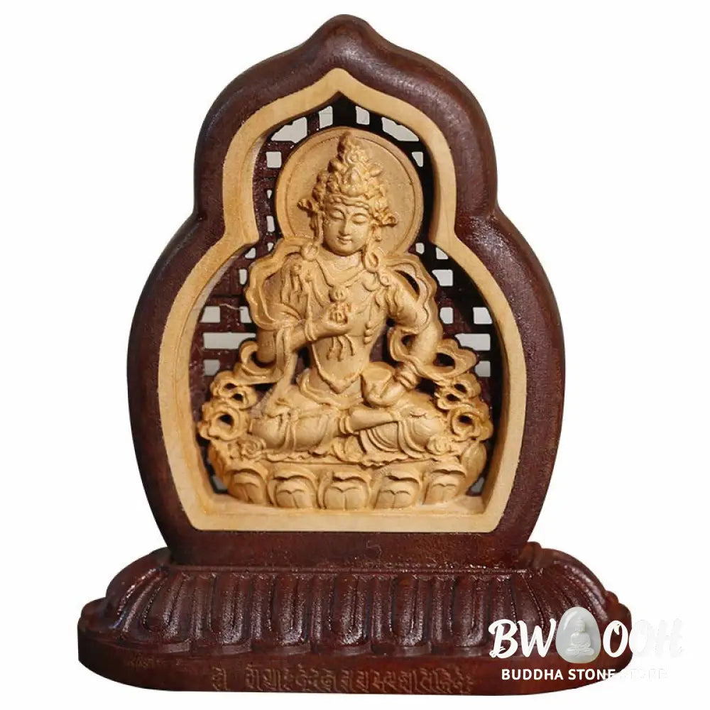 BWOOOH Vajrasattva Buddha Wood Engraved Compassion Statue Figurine Decoration - 7*7.5cm - Decorations
