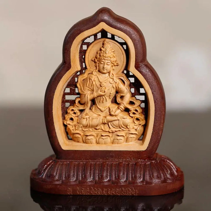 BWOOOH Vajrasattva Buddha Wood Engraved Compassion Statue Figurine Decoration - 7*7.5cm - Decorations