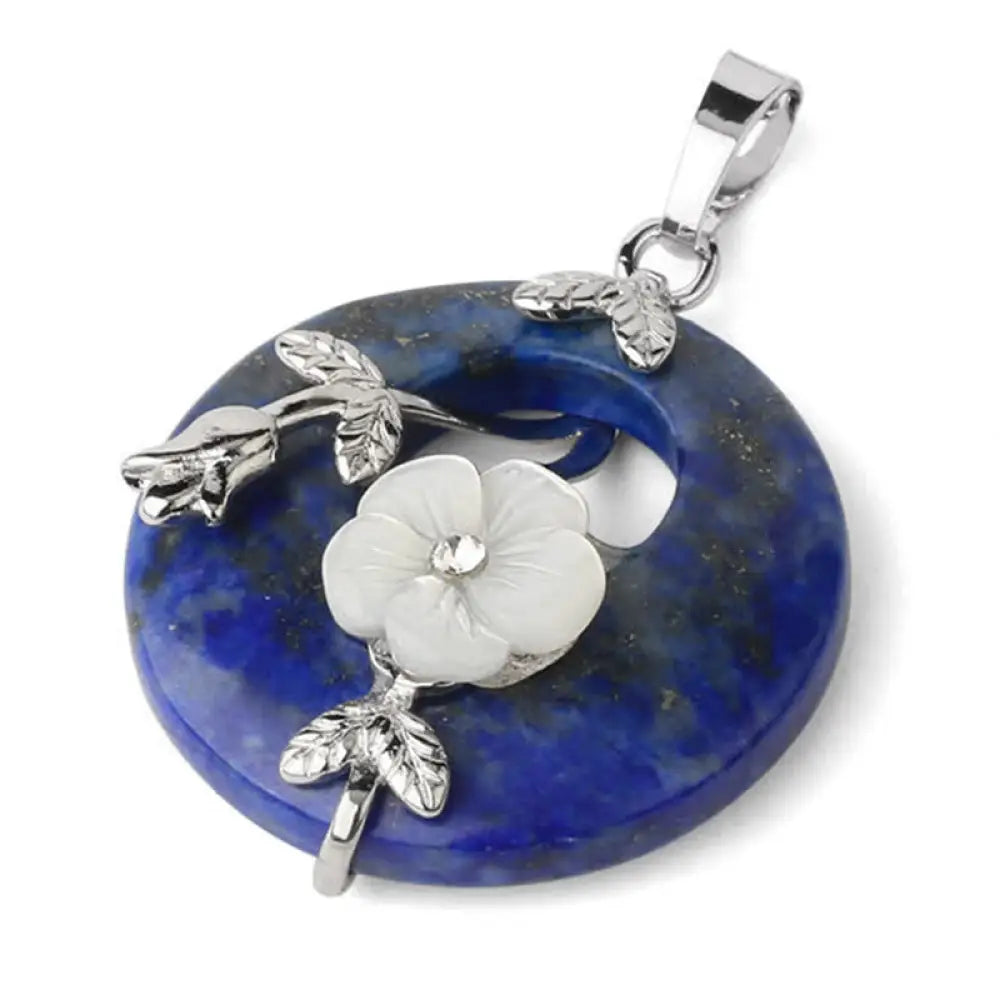 Buddha Stones Various Crystal Amethyst Green Aventurine Flower Healing Necklace Pendant - BWOOOH - Lazurite - Necklaces