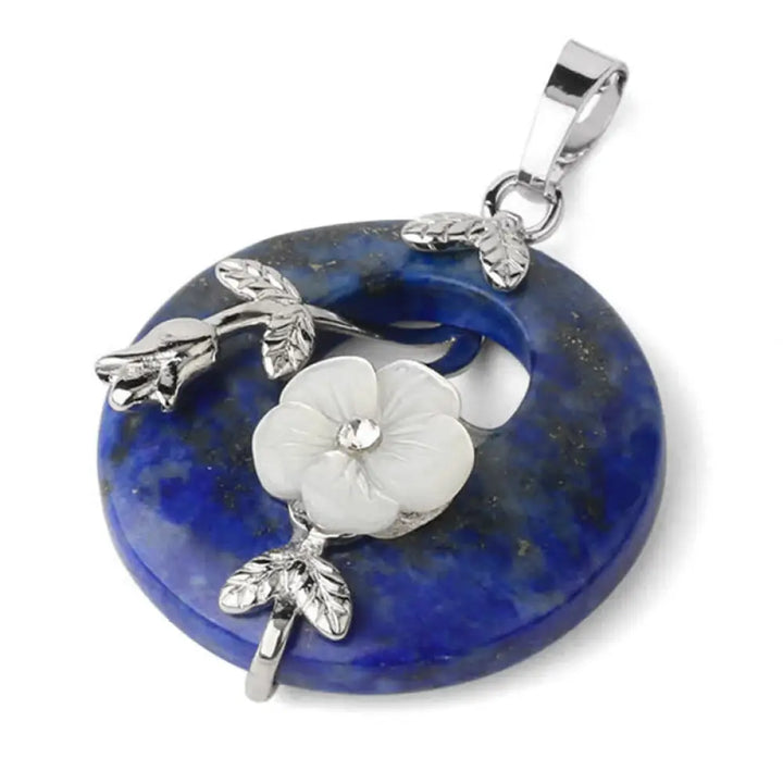 Buddha Stones Various Crystal Amethyst Green Aventurine Flower Healing Necklace Pendant - BWOOOH - Lazurite - Necklaces