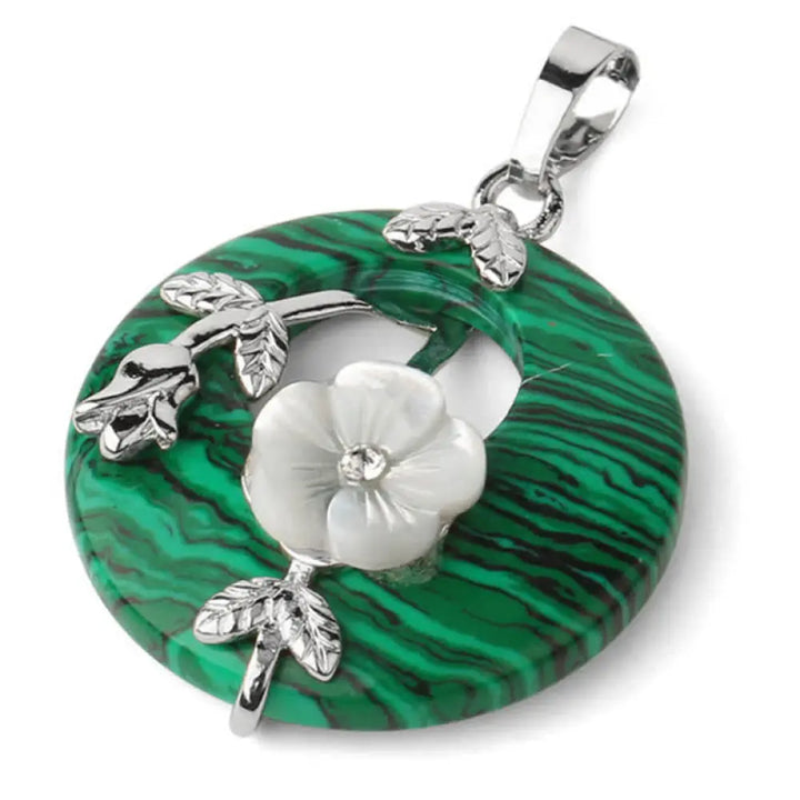 Buddha Stones Various Crystal Amethyst Green Aventurine Flower Healing Necklace Pendant - BWOOOH - Malachite