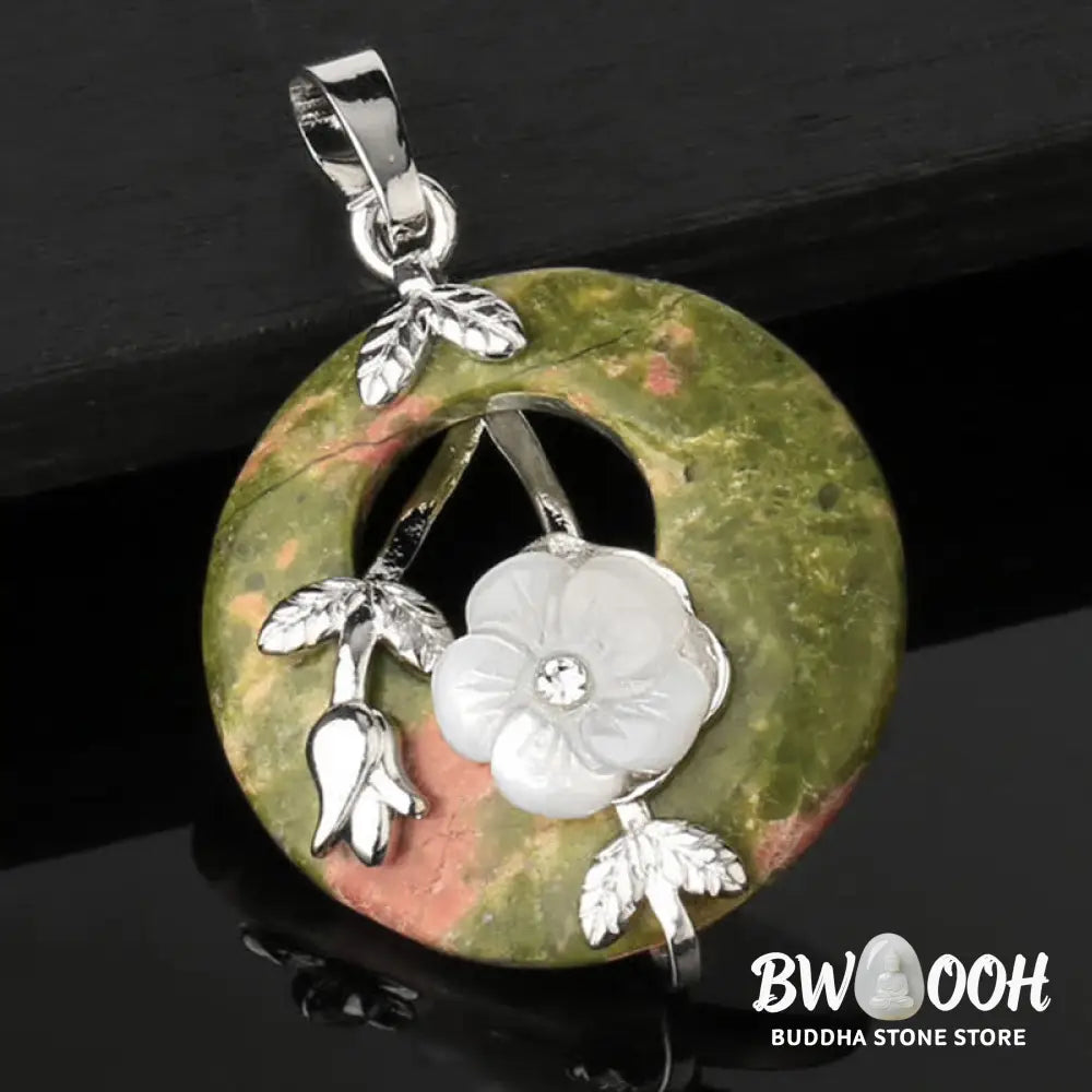 Buddha Stones Various Crystal Amethyst Green Aventurine Flower Healing Necklace Pendant - BWOOOH - Necklaces &amp; Pendants