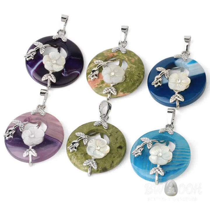 Buddha Stones Various Crystal Amethyst Green Aventurine Flower Healing Necklace Pendant - BWOOOH - Necklaces &amp; Pendants