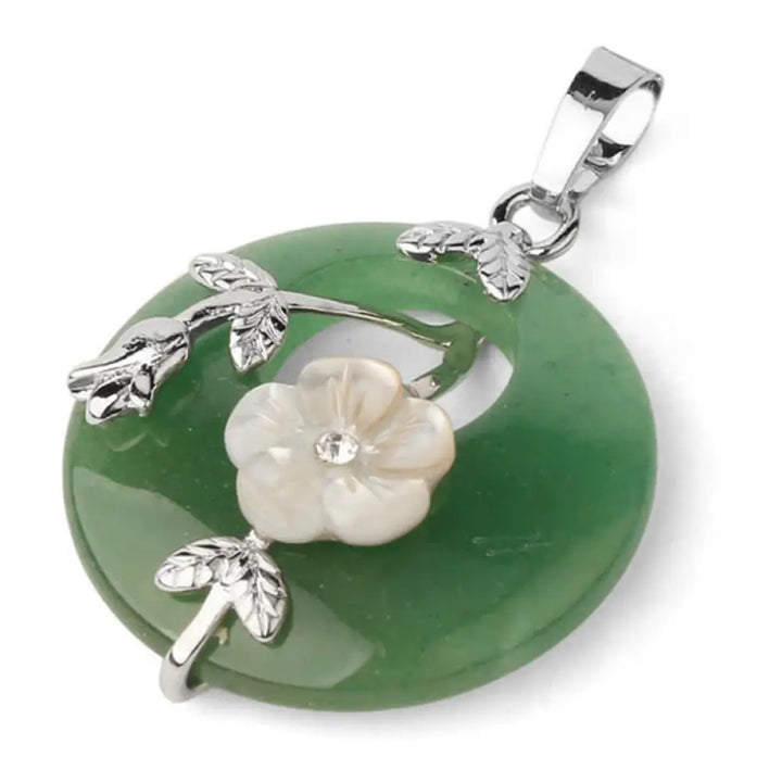 Buddha Stones Various Crystal Amethyst Green Aventurine Flower Healing Necklace Pendant - BWOOOH - Green Aventurine