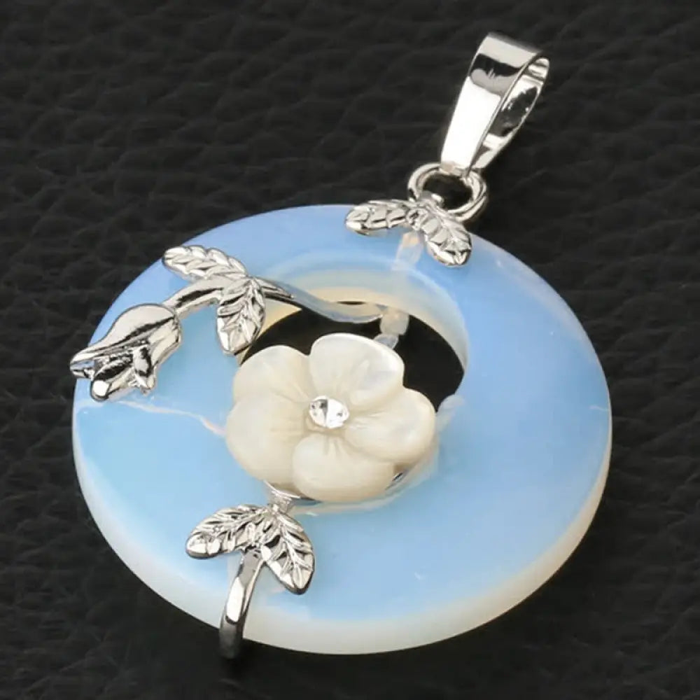 Buddha Stones Various Crystal Amethyst Green Aventurine Flower Healing Necklace Pendant - BWOOOH - Opal - Necklaces &amp;