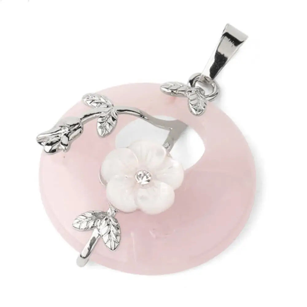 Buddha Stones Various Crystal Amethyst Green Aventurine Flower Healing Necklace Pendant - BWOOOH - Rose Quartz