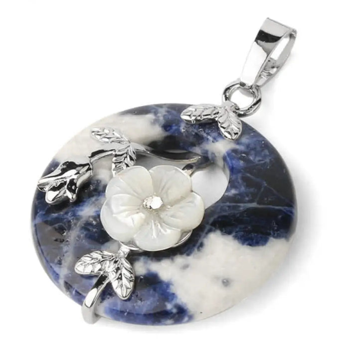 Buddha Stones Various Crystal Amethyst Green Aventurine Flower Healing Necklace Pendant - BWOOOH - Sodalite - Necklaces
