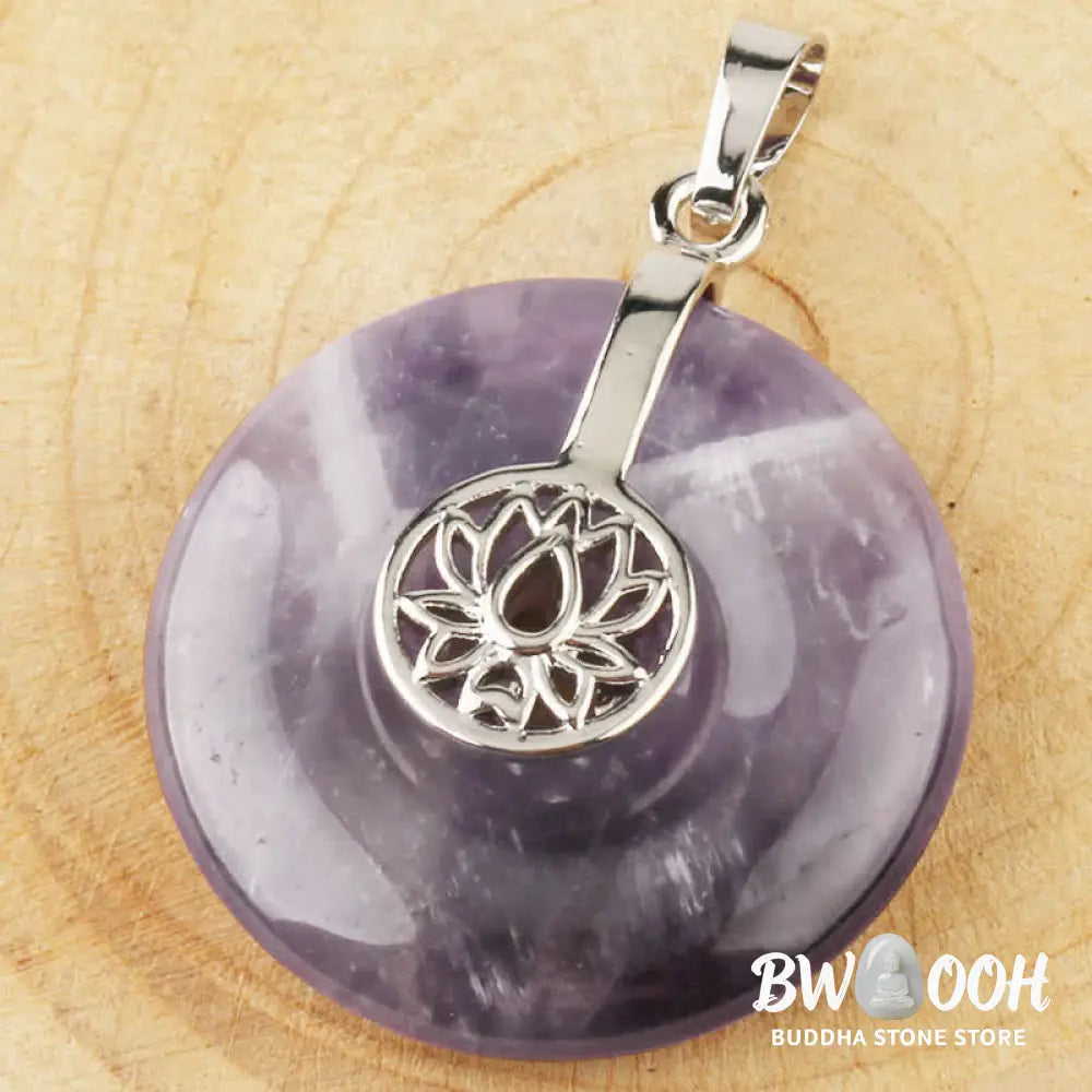 Buddha Stones Various Crystal Amethyst Pink Crystal Lotus Healing Necklace Pendant - BWOOOH - Necklaces &amp; Pendants