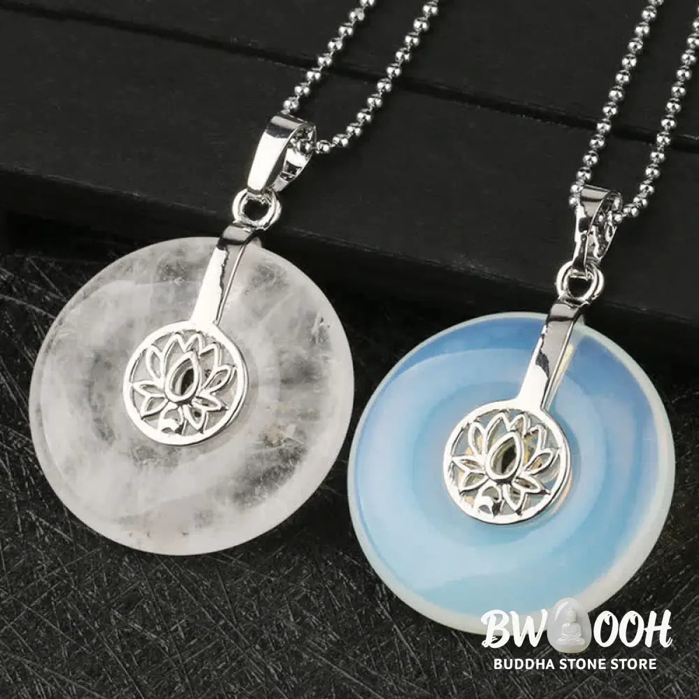 Buddha Stones Various Crystal Amethyst Pink Crystal Lotus Healing Necklace Pendant - BWOOOH - Necklaces &amp; Pendants