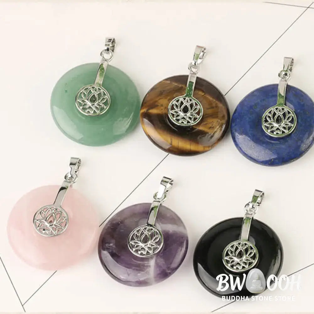 Buddha Stones Various Crystal Amethyst Pink Crystal Lotus Healing Necklace Pendant - BWOOOH - Necklaces &amp; Pendants