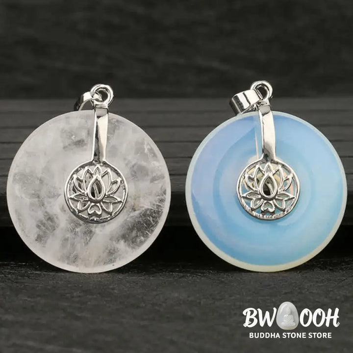 Buddha Stones Various Crystal Amethyst Pink Crystal Lotus Healing Necklace Pendant - BWOOOH - Necklaces &amp; Pendants
