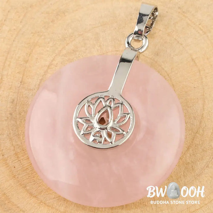 Buddha Stones Various Crystal Amethyst Pink Crystal Lotus Healing Necklace Pendant - BWOOOH - Necklaces &amp; Pendants