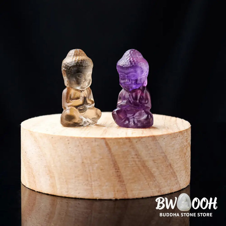 Buddha Stones Various Crystal Amethyst Pink Crystal White Crystal Citrine Buddha Carved Spiritual Healing Necklace