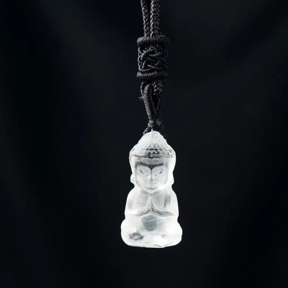 Buddha Stones Various Crystal Amethyst Pink Crystal White Crystal Citrine Buddha Carved Spiritual Healing Necklace