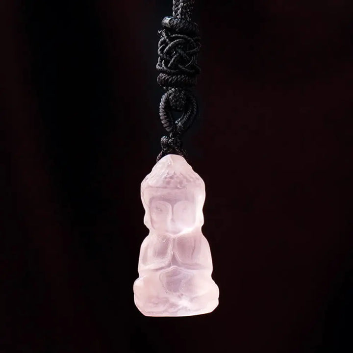 Buddha Stones Various Crystal Amethyst Pink Crystal White Crystal Citrine Buddha Carved Spiritual Healing Necklace