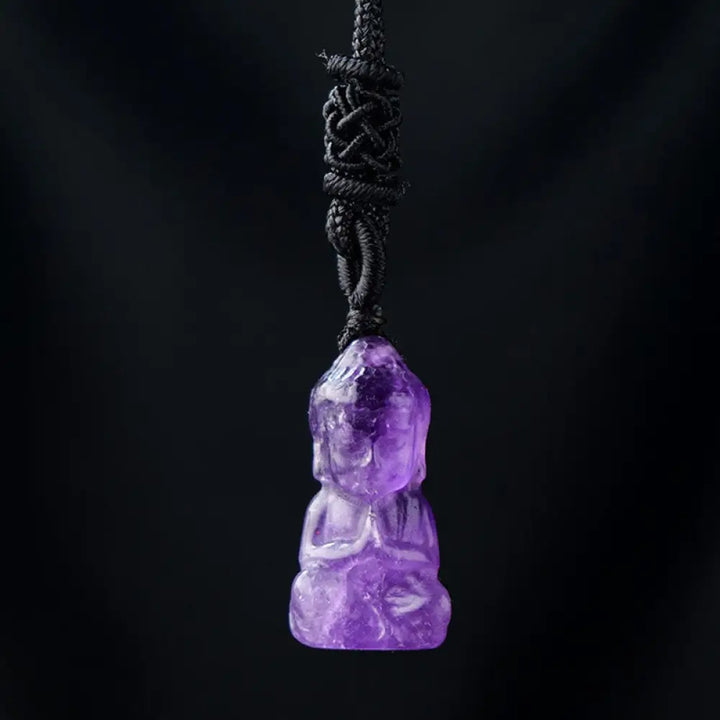 Buddha Stones Various Crystal Amethyst Pink Crystal White Crystal Citrine Buddha Carved Spiritual Healing Necklace
