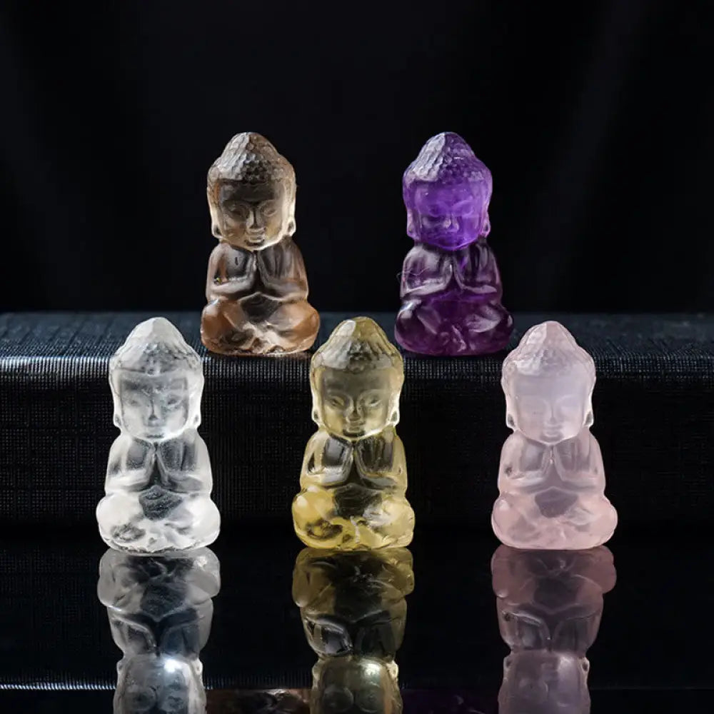 BWOOOH Various Crystal Amethyst Citrine Buddha Carved Spiritual Healing Necklace Pendant