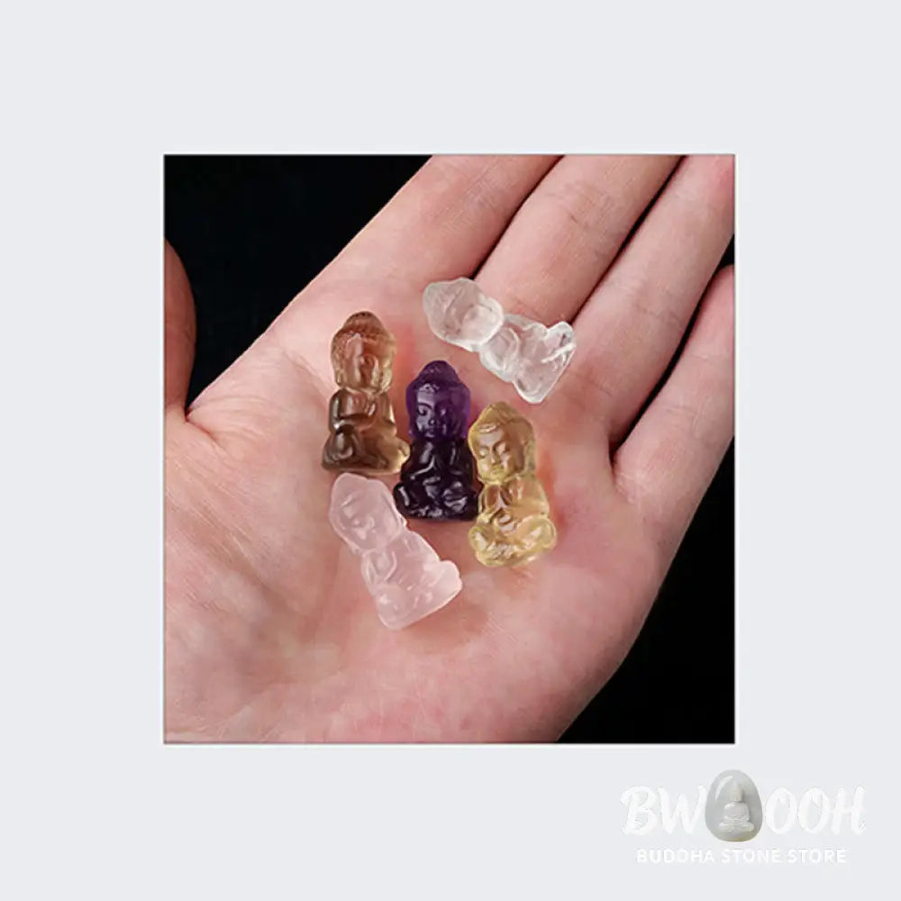 Buddha Stones Various Crystal Amethyst Pink Crystal White Crystal Citrine Buddha Carved Spiritual Healing Necklace