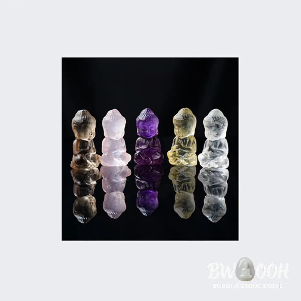 Buddha Stones Various Crystal Amethyst Pink Crystal White Crystal Citrine Buddha Carved Spiritual Healing Necklace
