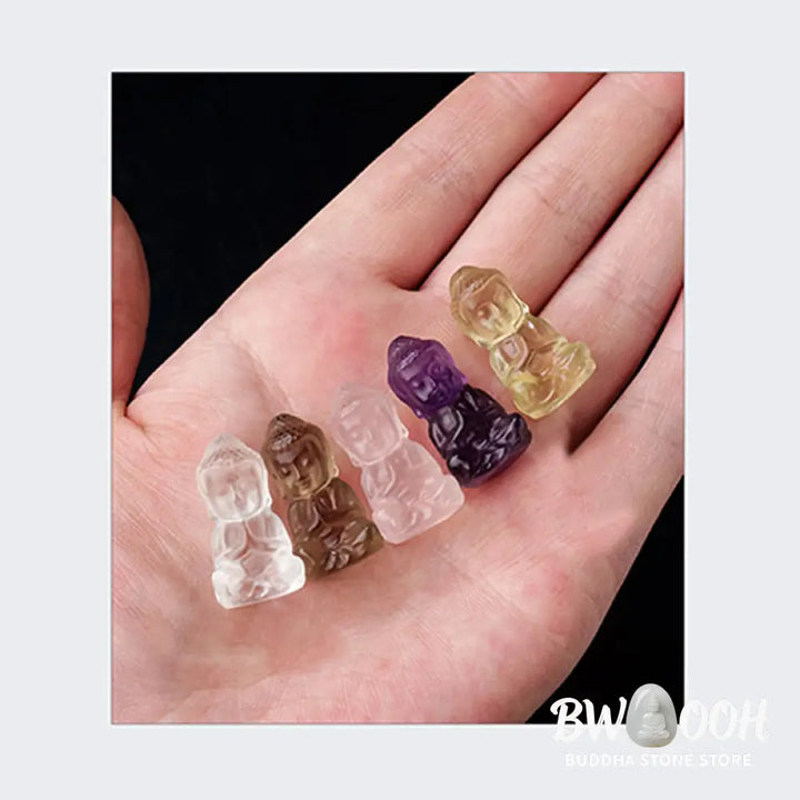 Buddha Stones Various Crystal Amethyst Pink Crystal White Crystal Citrine Buddha Carved Spiritual Healing Necklace