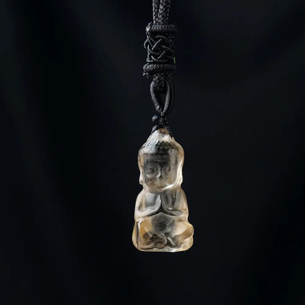 Buddha Stones Various Crystal Amethyst Pink Crystal White Crystal Citrine Buddha Carved Spiritual Healing Necklace