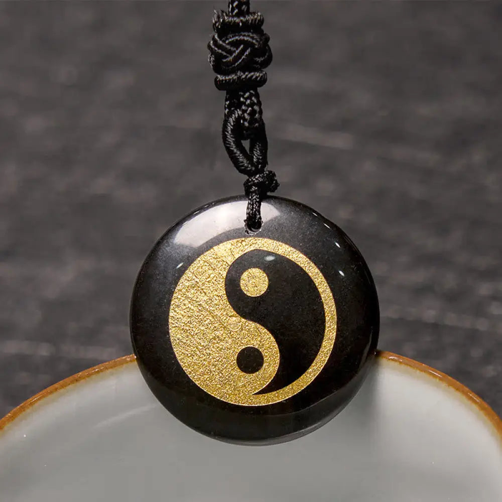 Buddha Stones Various Crystal Amethyst Tiger Eye Green Aventurine Yin Yang Spiritual Necklace Pendant - BWOOOH - Black