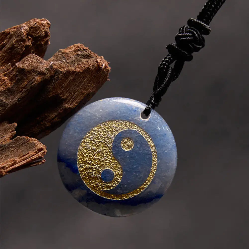 Buddha Stones Various Crystal Amethyst Tiger Eye Green Aventurine Yin Yang Spiritual Necklace Pendant - BWOOOH - Blue