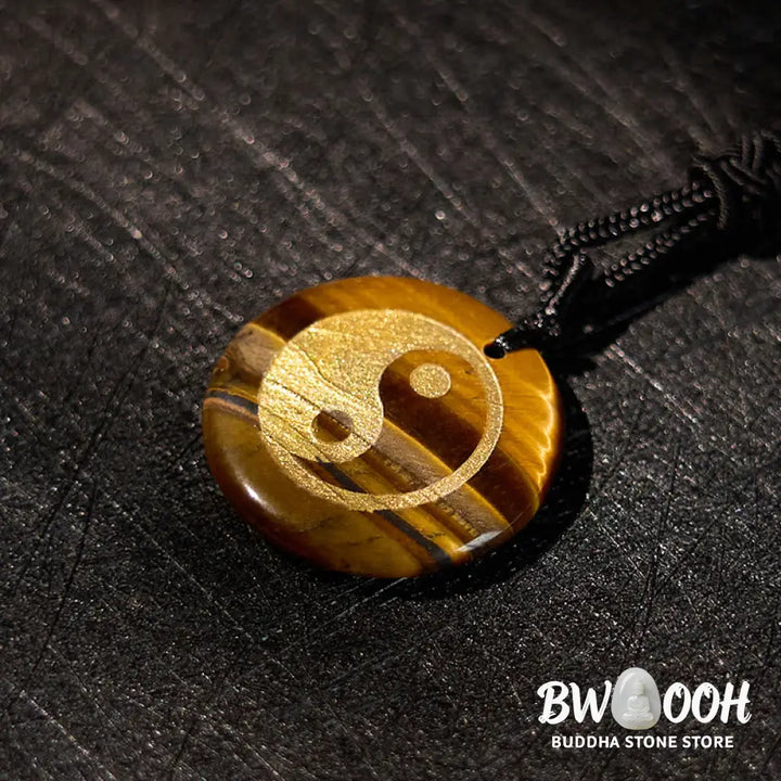 Buddha Stones Various Crystal Amethyst Tiger Eye Green Aventurine Yin Yang Spiritual Necklace Pendant - BWOOOH
