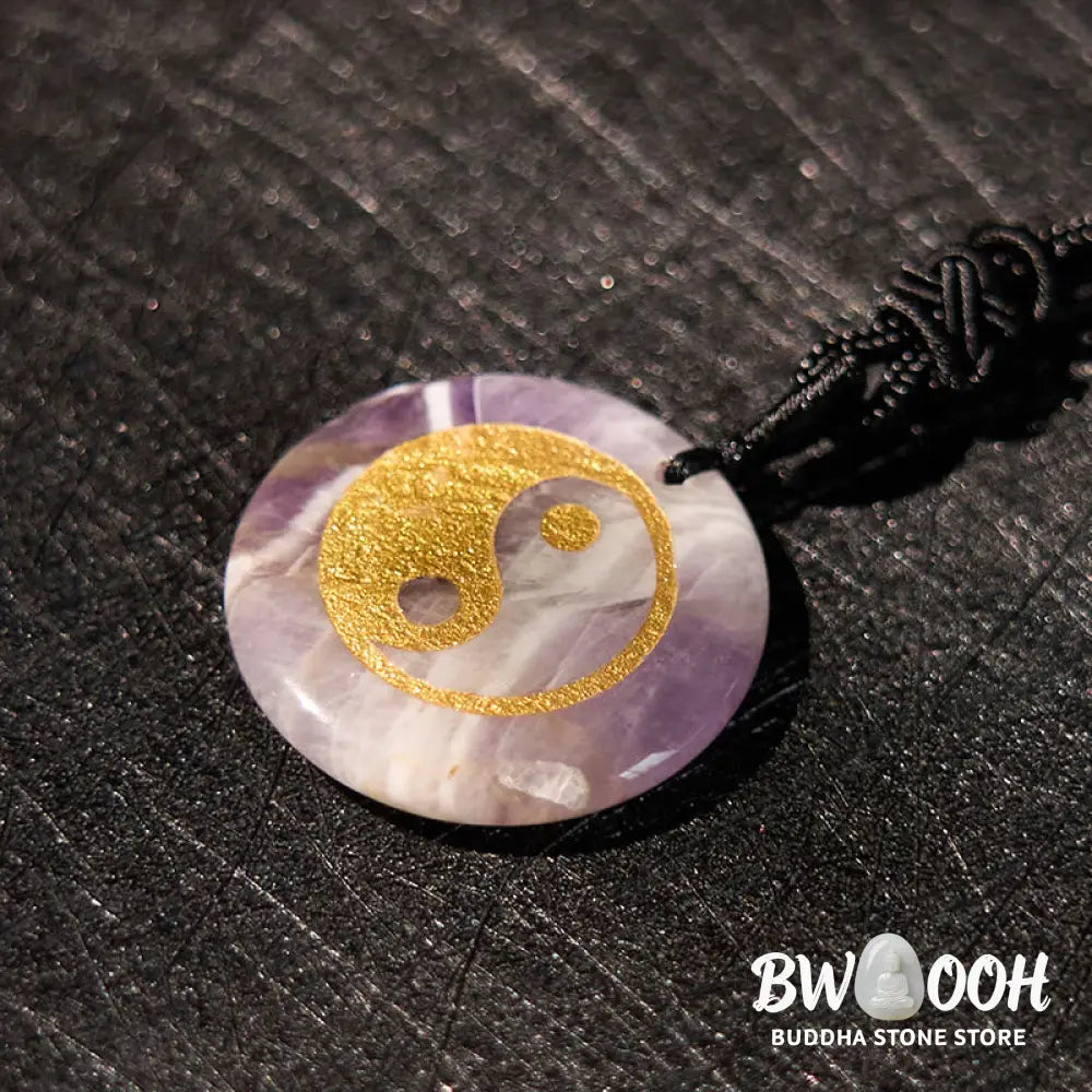 Buddha Stones Various Crystal Amethyst Tiger Eye Green Aventurine Yin Yang Spiritual Necklace Pendant - BWOOOH