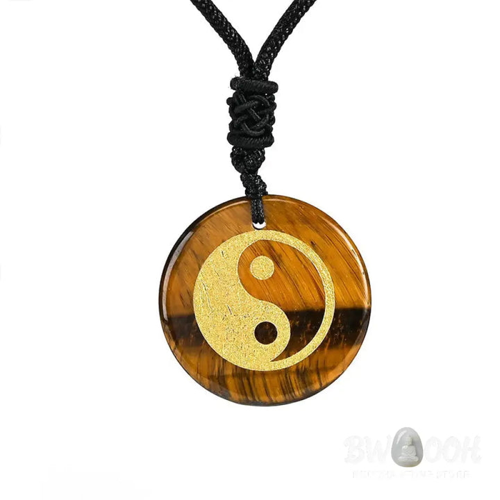 Buddha Stones Various Crystal Amethyst Tiger Eye Green Aventurine Yin Yang Spiritual Necklace Pendant - BWOOOH