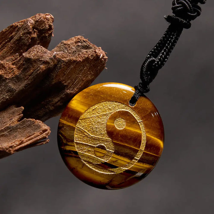 Buddha Stones Various Crystal Amethyst Tiger Eye Green Aventurine Yin Yang Spiritual Necklace Pendant - BWOOOH - Tiger