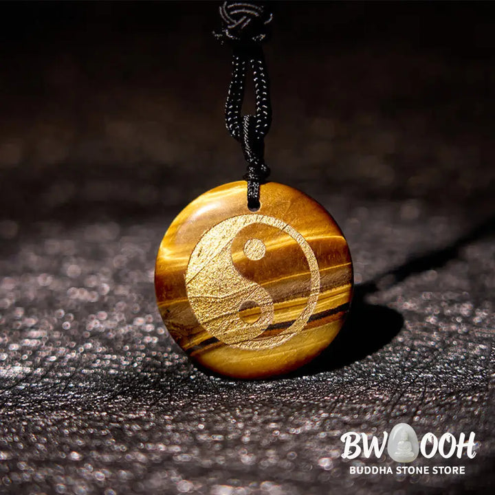 Buddha Stones Various Crystal Amethyst Tiger Eye Green Aventurine Yin Yang Spiritual Necklace Pendant - BWOOOH