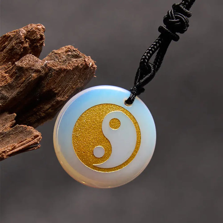 Buddha Stones Various Crystal Amethyst Tiger Eye Green Aventurine Yin Yang Spiritual Necklace Pendant - BWOOOH